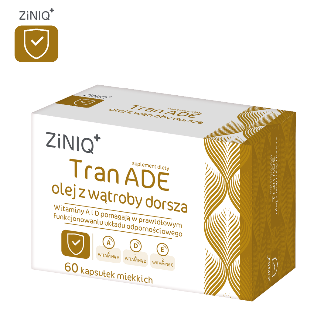 ZiNIQ Tran ADE olej z wątroby dorsza, 60 kapsułek