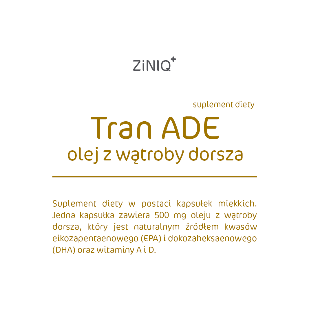 ZiNIQ Tran ADE olej z wątroby dorsza, 60 kapsułek